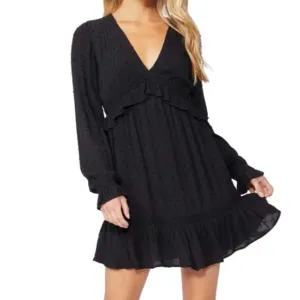 🆕 PAIGE Odelise Black Clip Dot Long Sleeve Dress -Size M