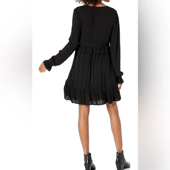 🆕 PAIGE Odelise Black Clip Dot Long Sleeve Dress -Size M