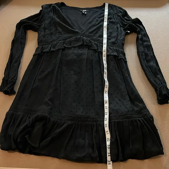 🆕 PAIGE Odelise Black Clip Dot Long Sleeve Dress -Size M