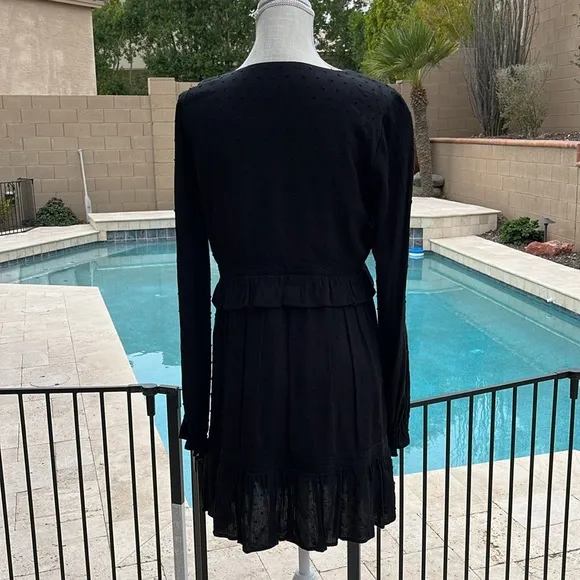 🆕 PAIGE Odelise Black Clip Dot Long Sleeve Dress -Size M