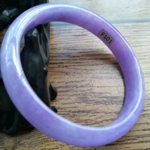 10% OFF- 61/62/63mm Certified Natural Lavender Purple Jadeite Emerald A*Jade HandCarved Lucky Bracelet Bangle F101