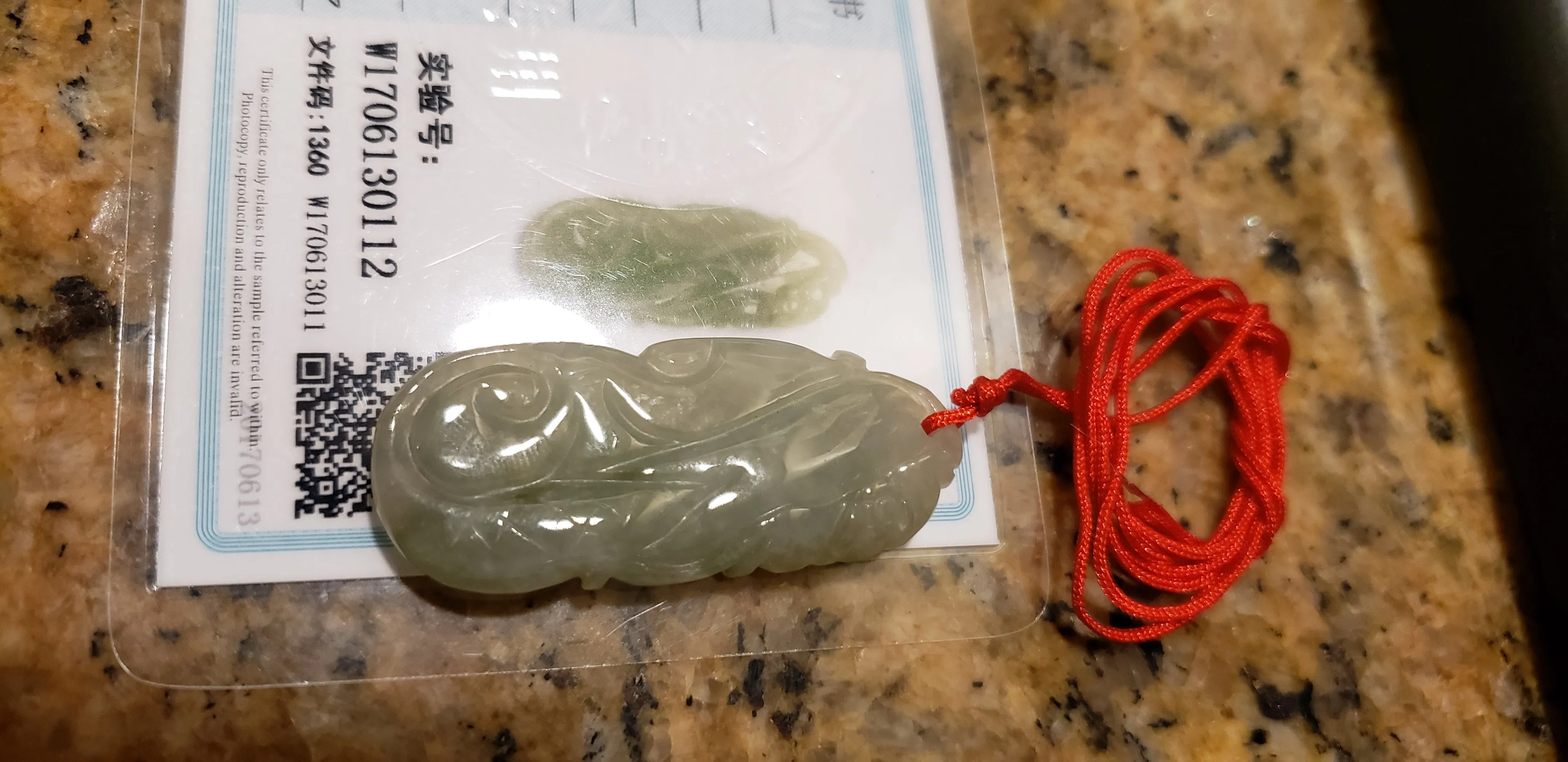 10% OFF- Certified Natural Jadeite Emerald A*Jade HandCarved Lucky Dragon Ruyi Pendant W0112