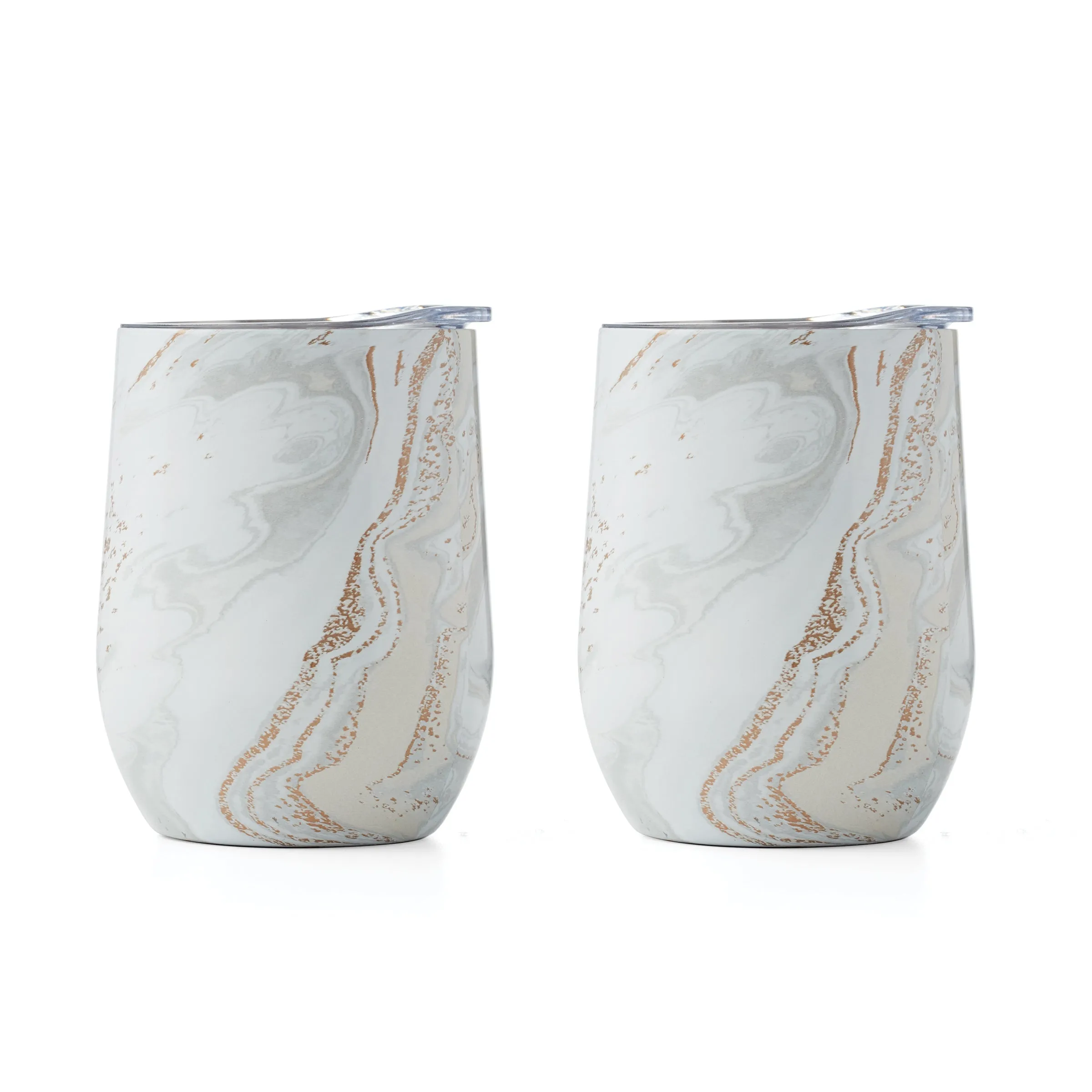 12 Oz White Geo Wine Tumblers, Set Of 2