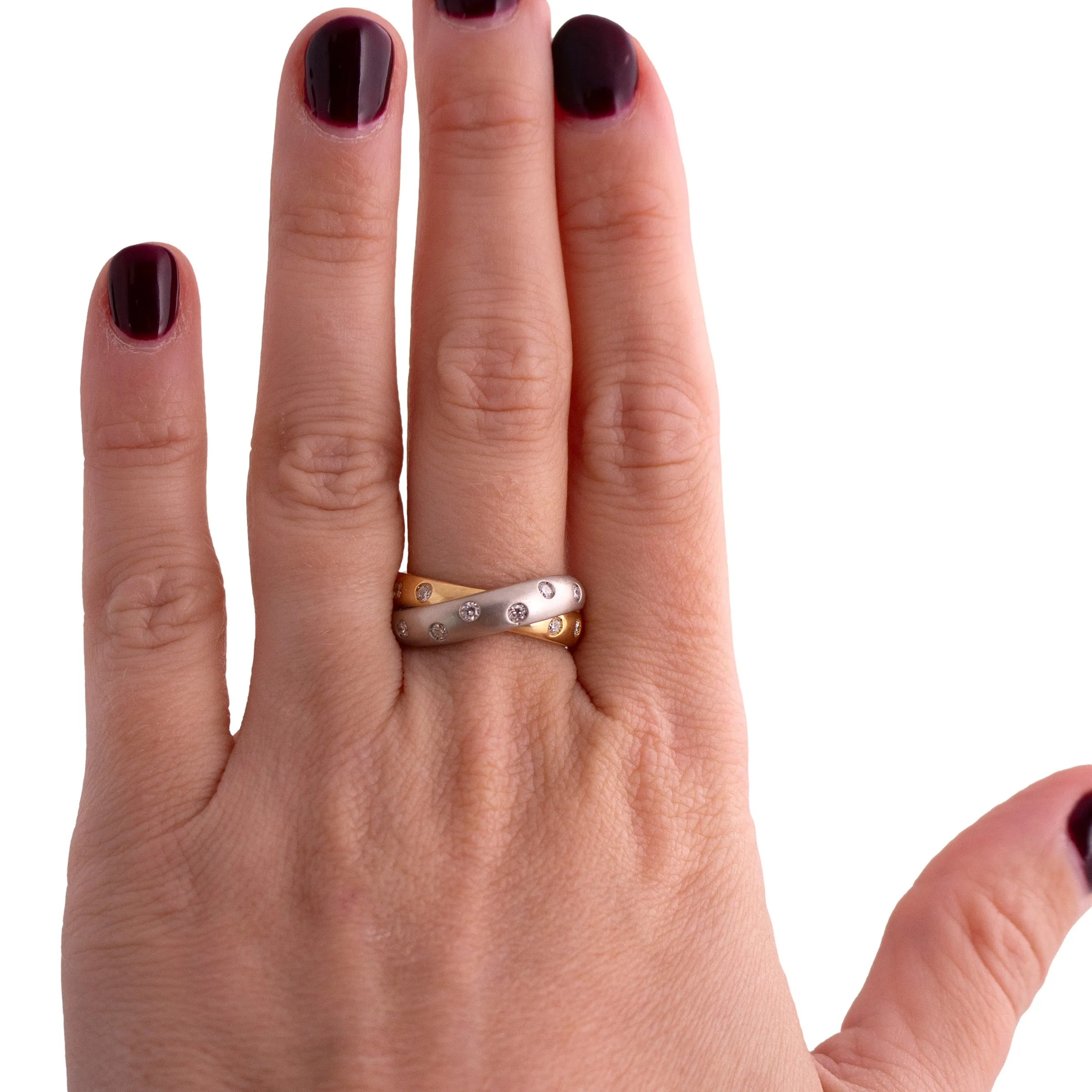 18k Two tone Diamond X Band