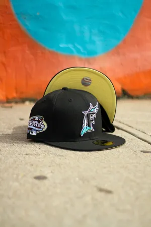 2003 FLORIDA MARLINS BLACK FITTED W/ BUTTER YELLOW UNDER VISOR
