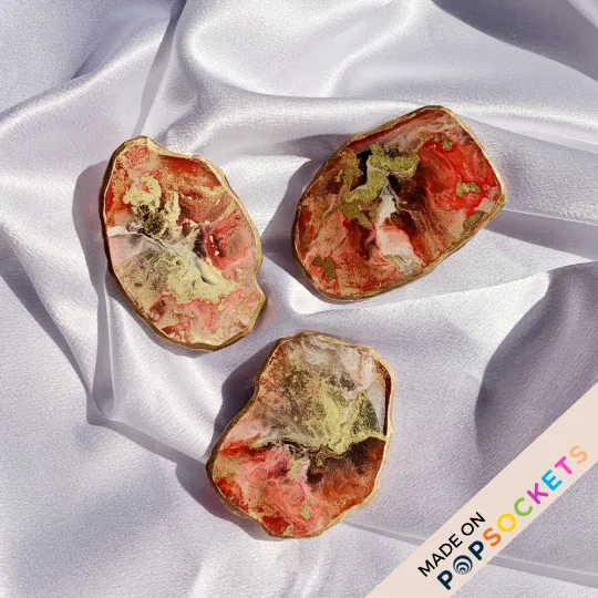 Agate Geode Inspired Resin Phone Grip – Coral