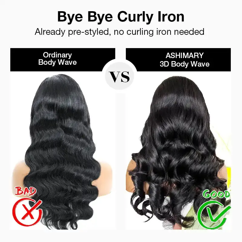 Air Wig| Ready To Go Body Wave HD Transparent Lace Human Hair Wig Easy on Easy off with Pre Plucked Hairline & Bleached Knots