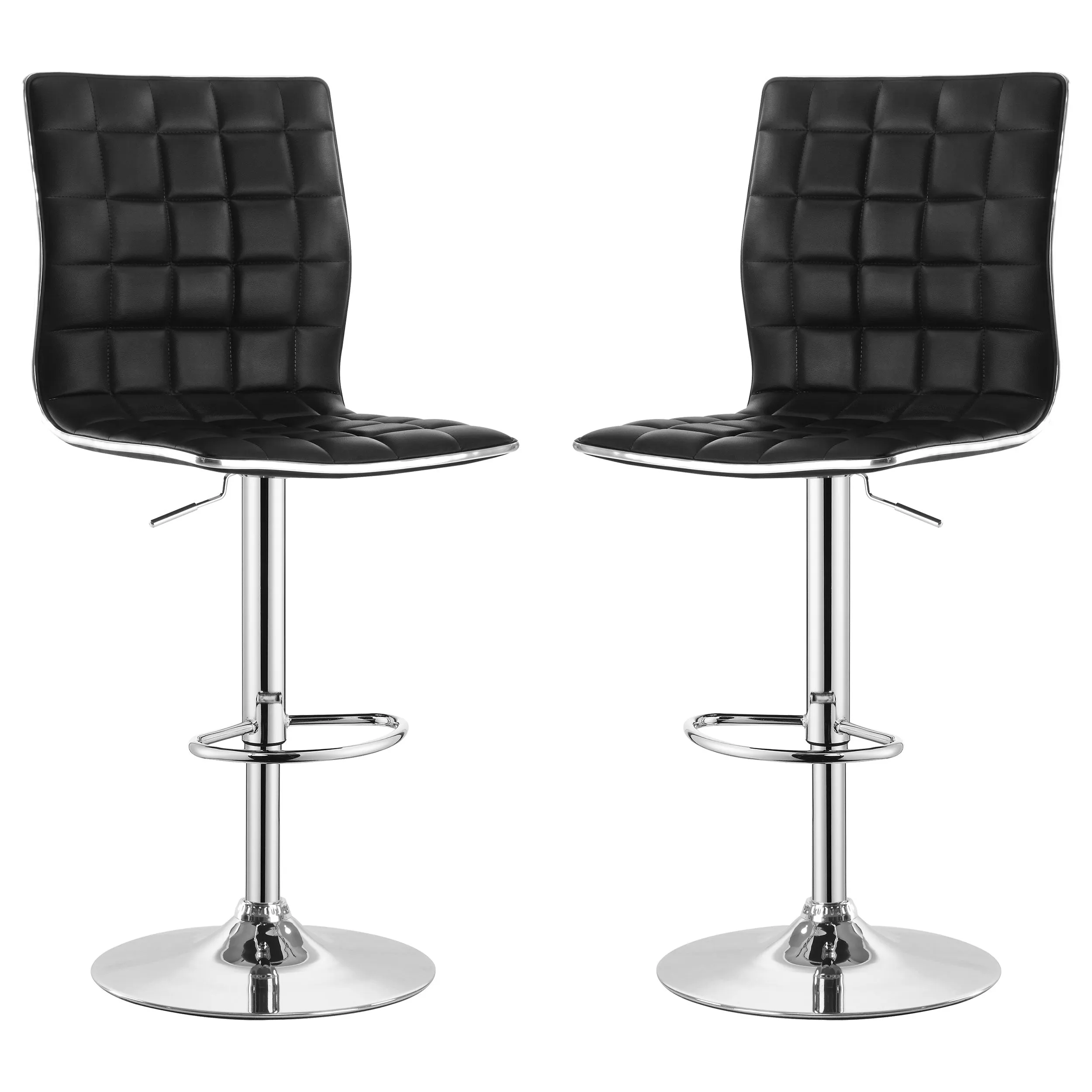 Ashbury Upholstered Adjustable Bar Stool Black (Set of 2)