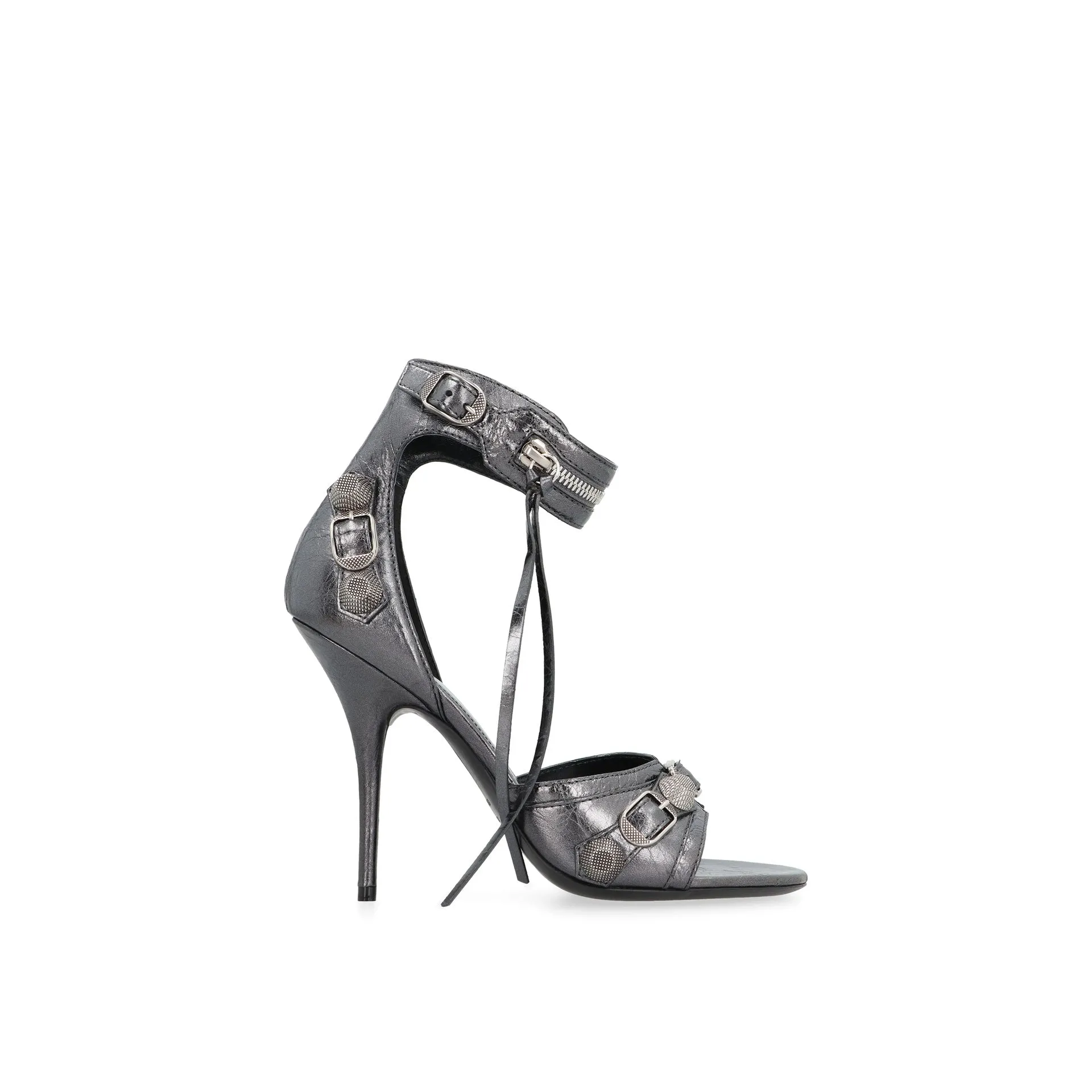 BALENCIAGA Elevated Cagole Leather Sandals with 11 cm Heels