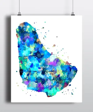 Barbados Map Art Print - Unframed