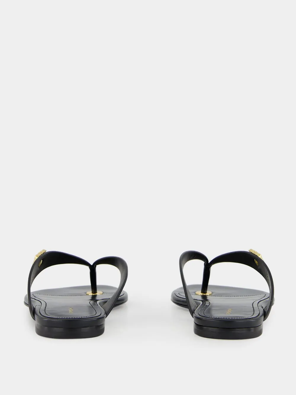 Black 4G Liquid Leather Tong Sandals