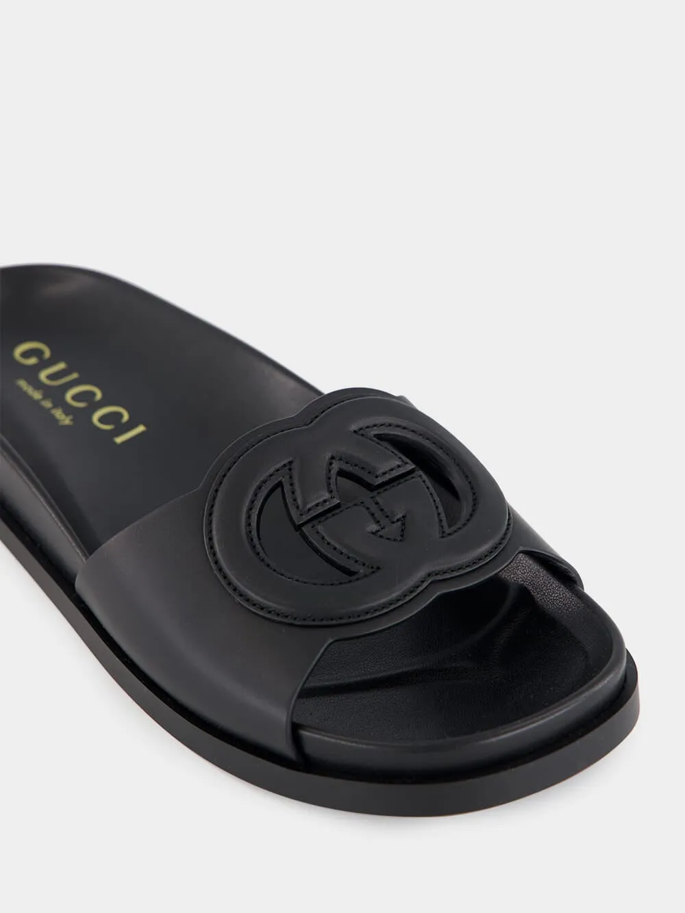 Black Cosmos Softy Leather Sandals