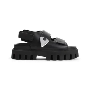 Black Leather And Rubber Sandals
