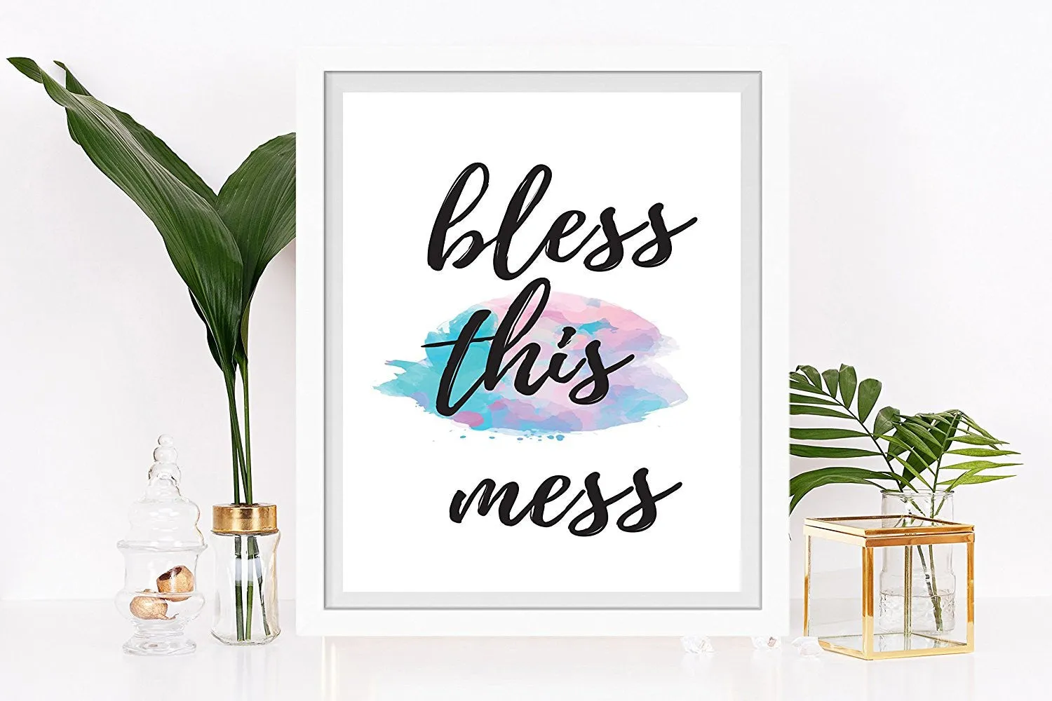 Bless This Mess Watercolor Art Print - Unframed