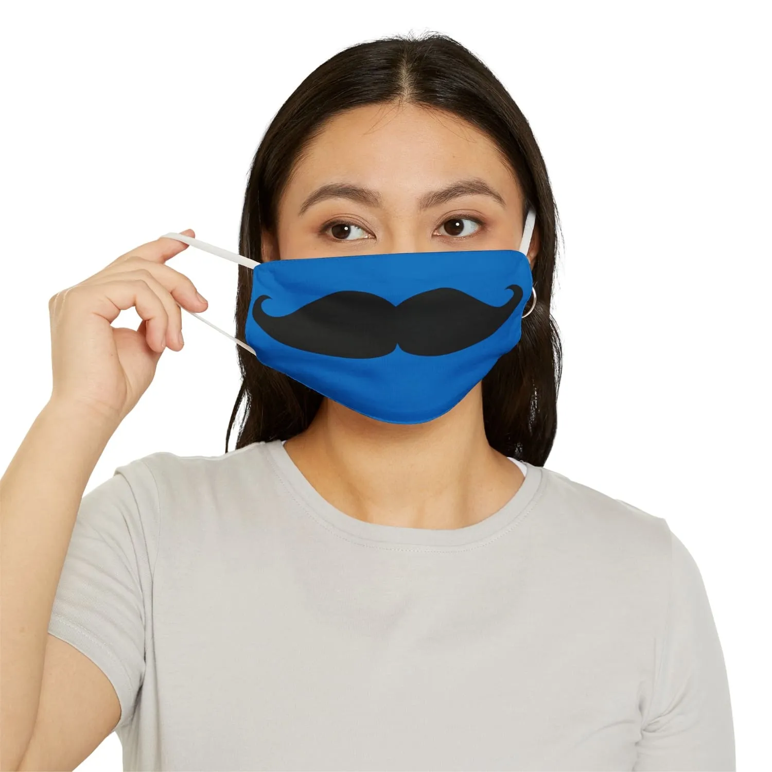 Blue Mustache Snug-Fit Fabric Face Mask