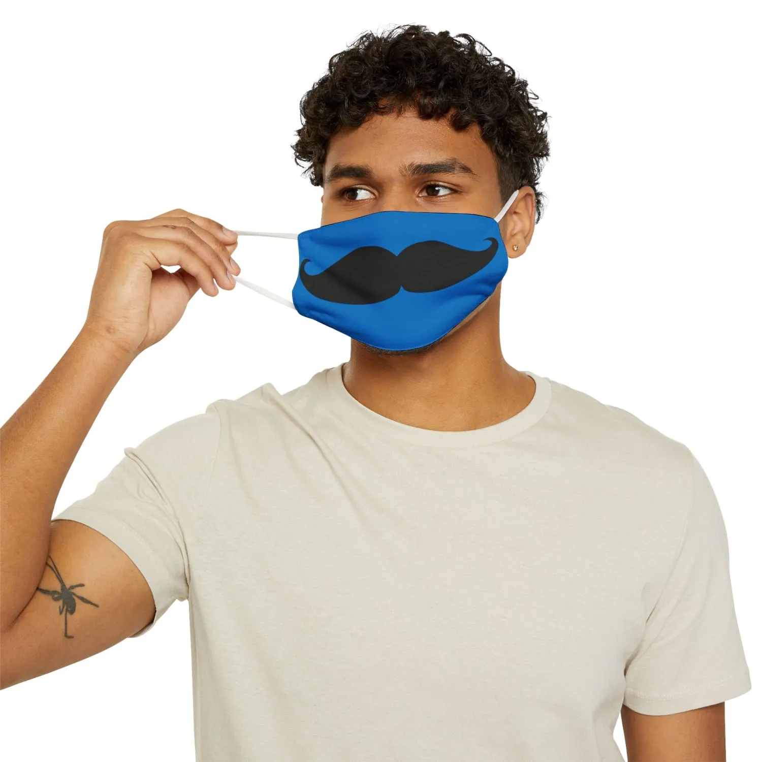 Blue Mustache Snug-Fit Fabric Face Mask