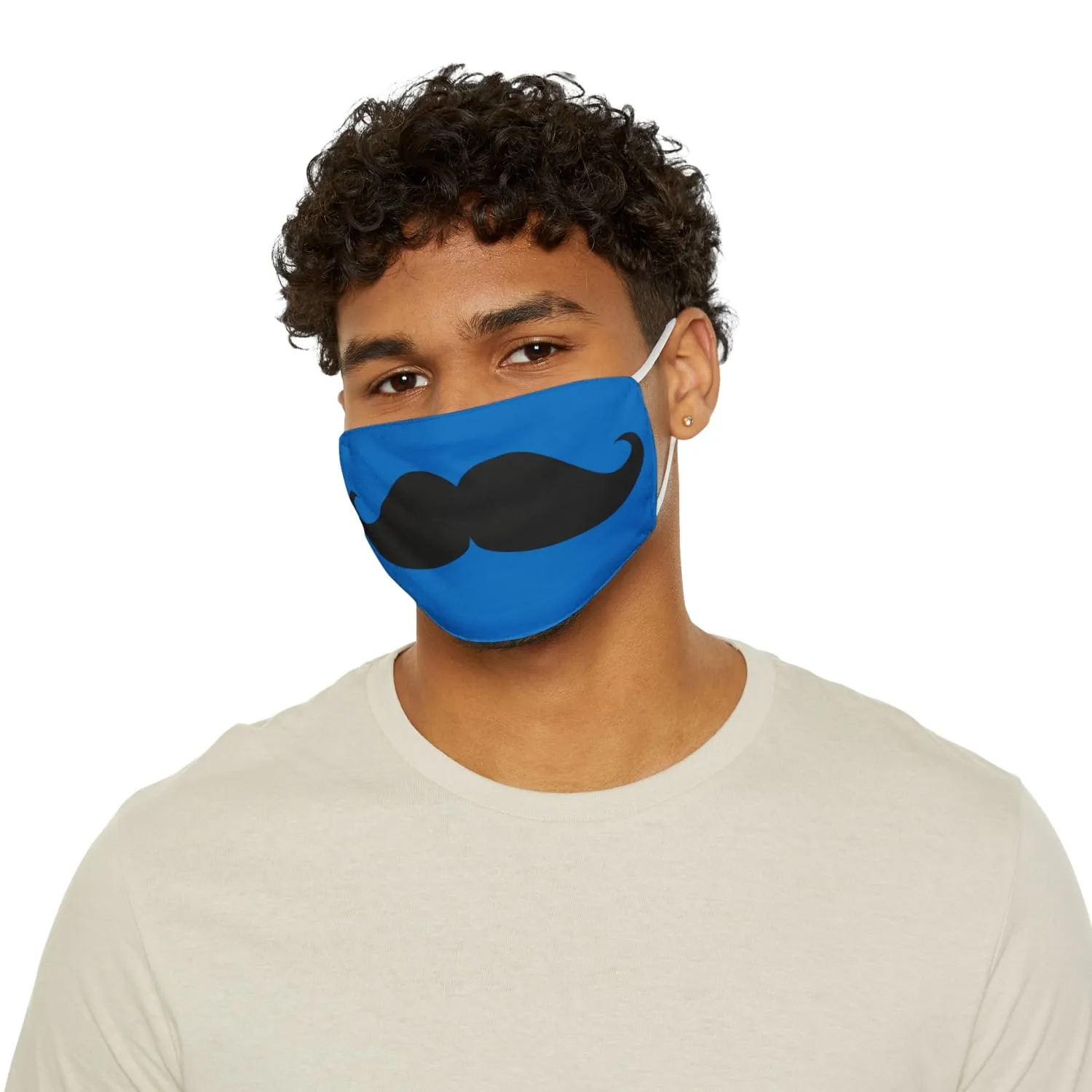 Blue Mustache Snug-Fit Fabric Face Mask