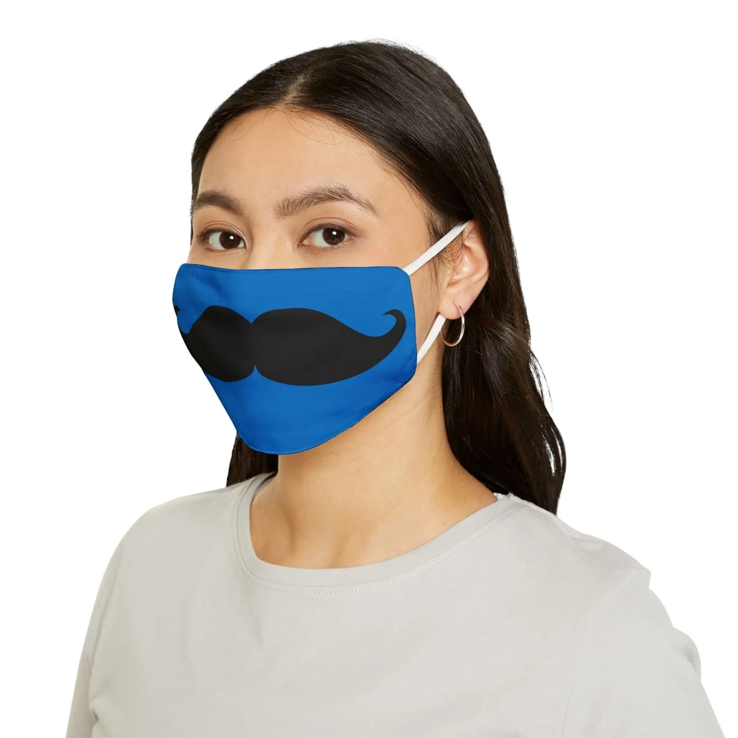 Blue Mustache Snug-Fit Fabric Face Mask