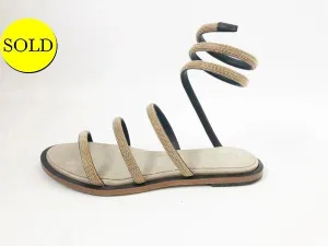 Brunello Cucinelli Gold Monili Wrap Around Sandal Size 38 It (8 Us)
