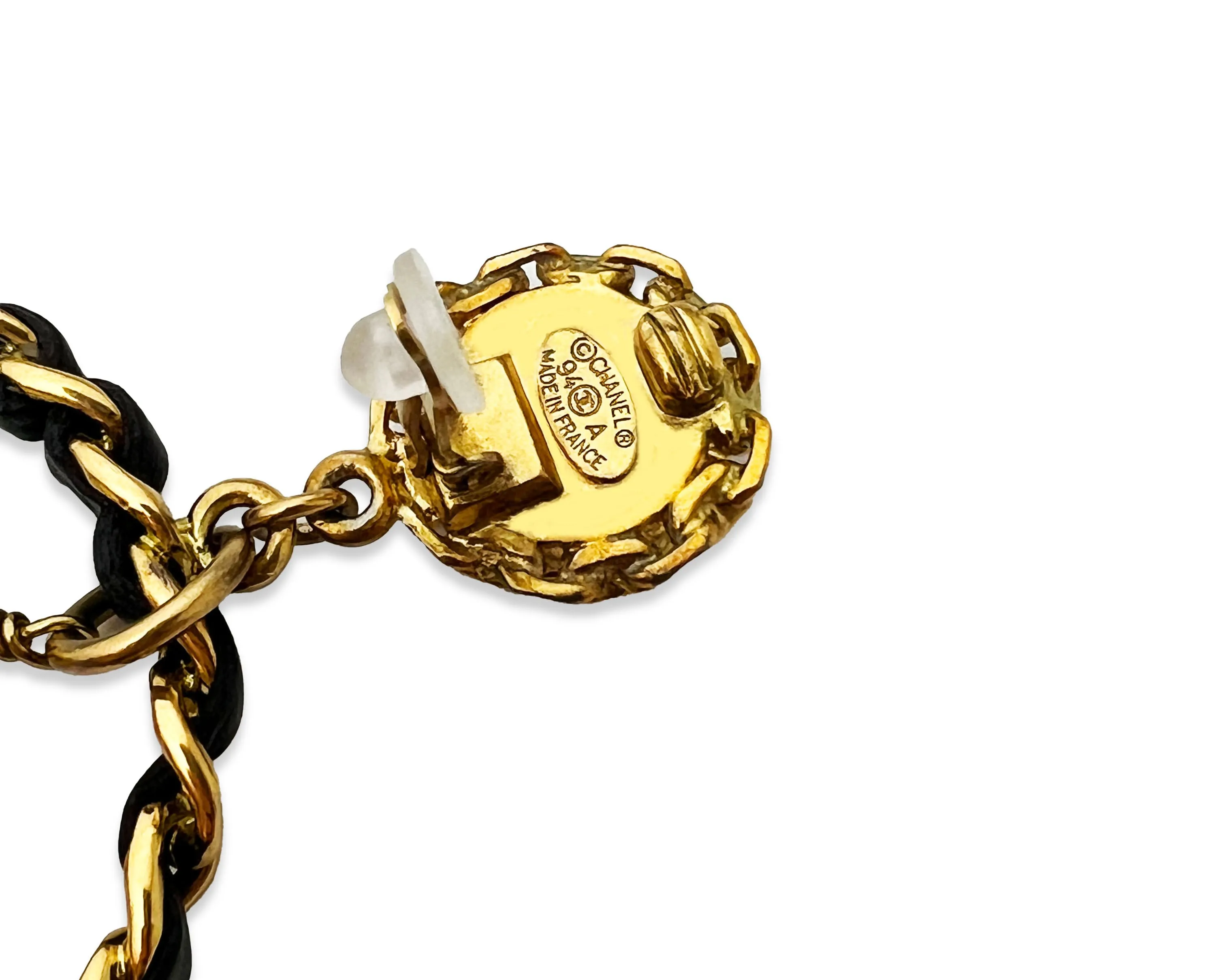 Chanel Vintage Rare XL Classic Pearl & Chain Hoops
