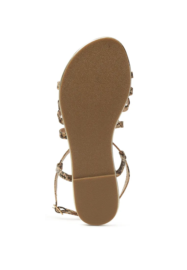 clove snake print flat sandals