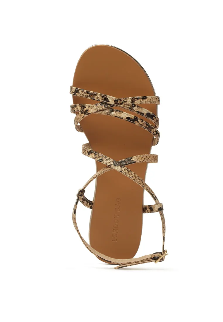 clove snake print flat sandals