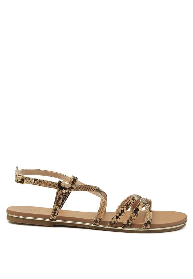 clove snake print flat sandals