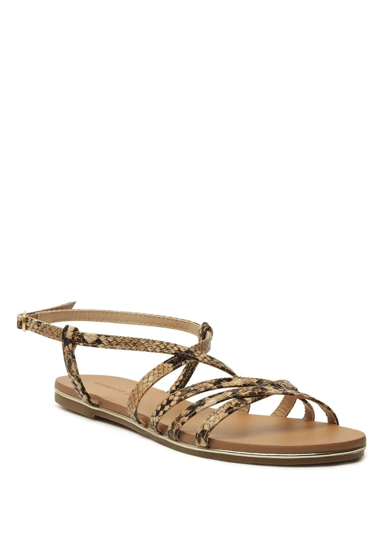 clove snake print flat sandals