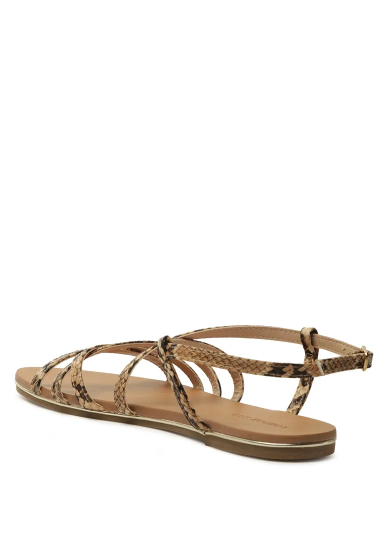 clove snake print flat sandals