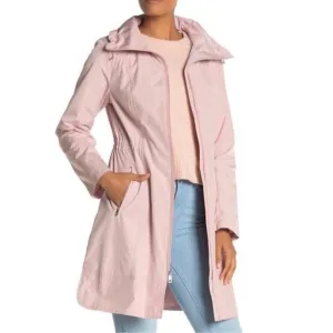 Cole Haan Packable Hooded Canyon Rose Light Pink Rain Coat Jacket -Sz medium