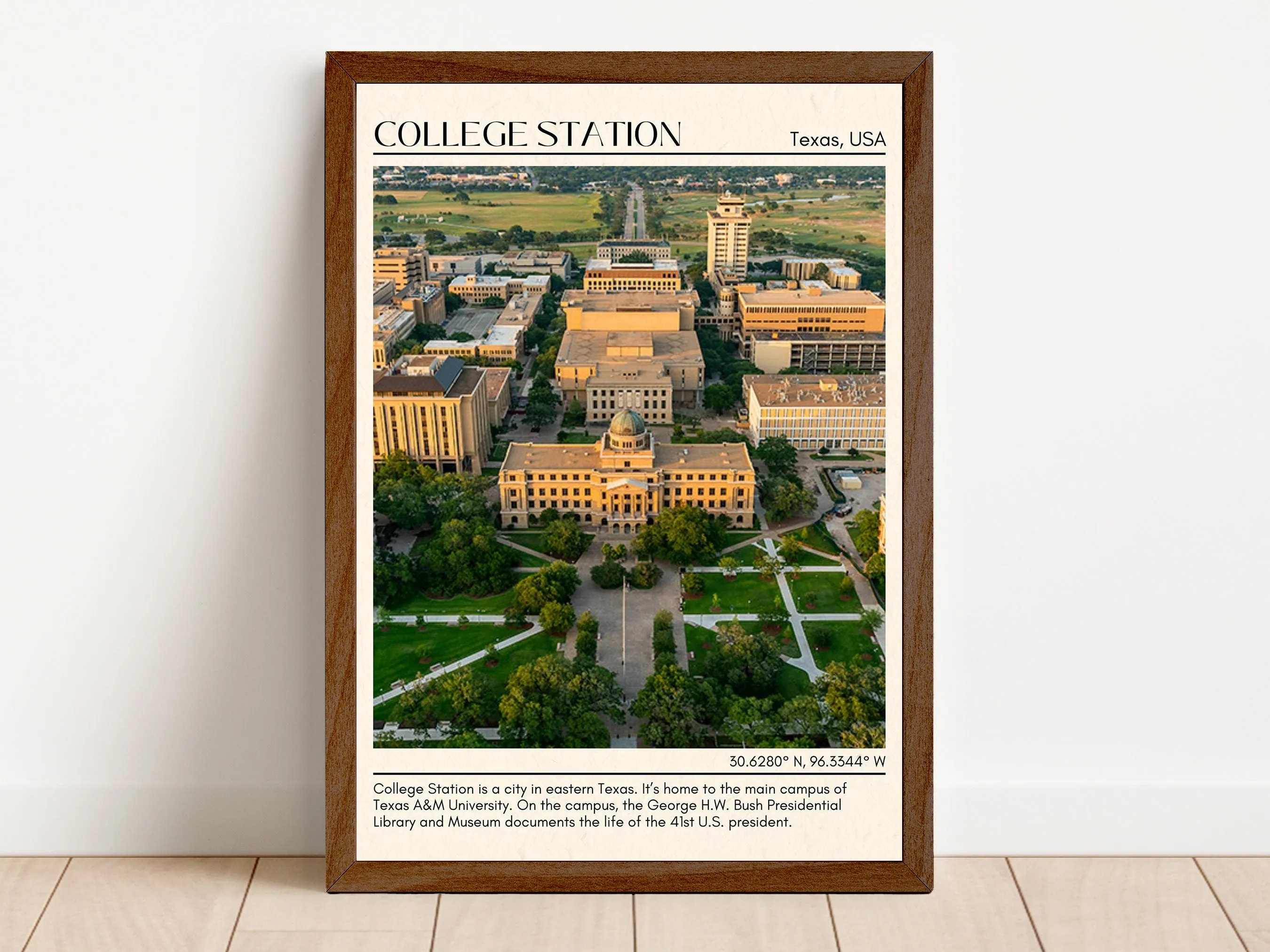 College Station Minimal Wall Art, Texas, USA