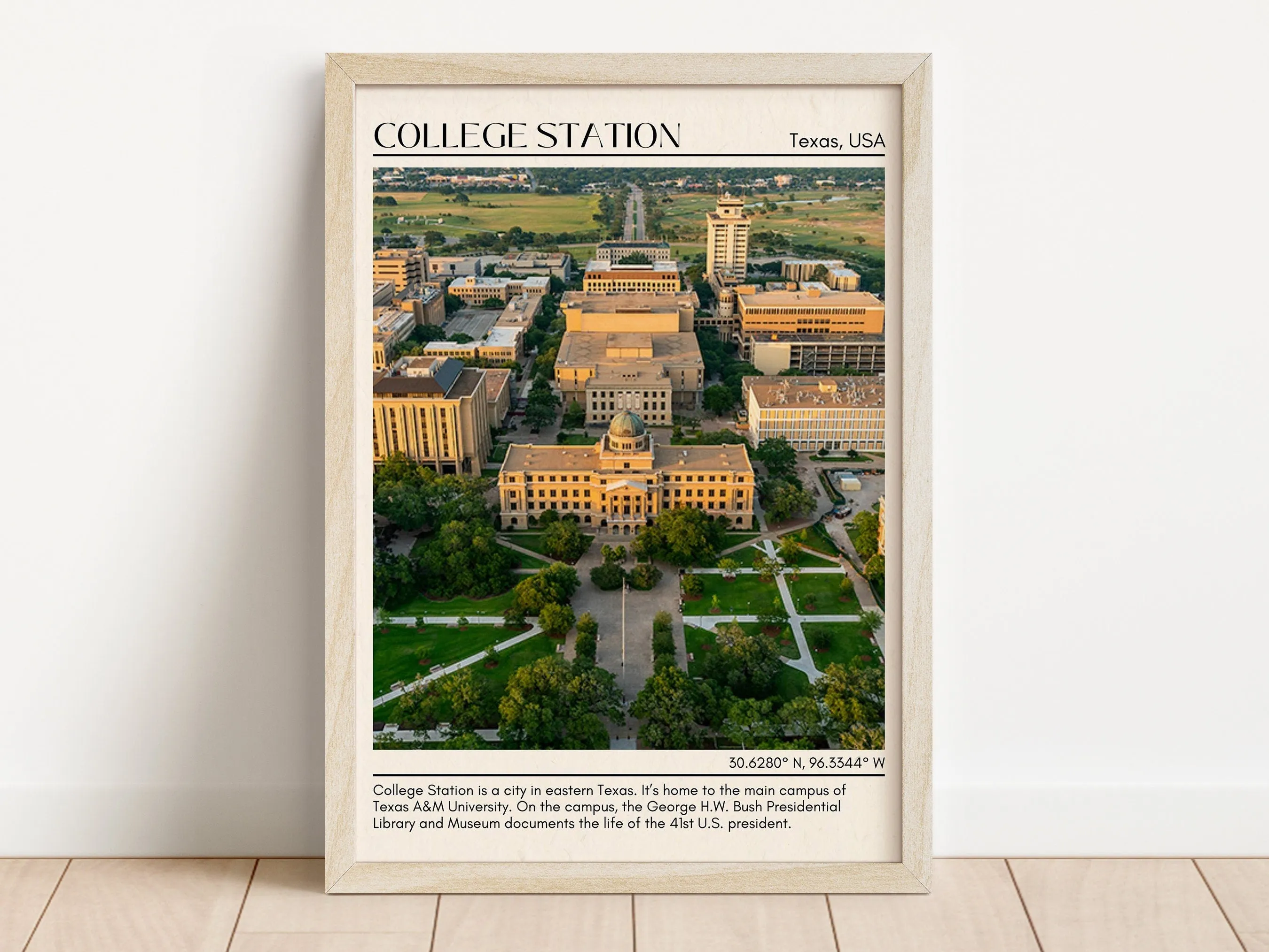 College Station Minimal Wall Art, Texas, USA
