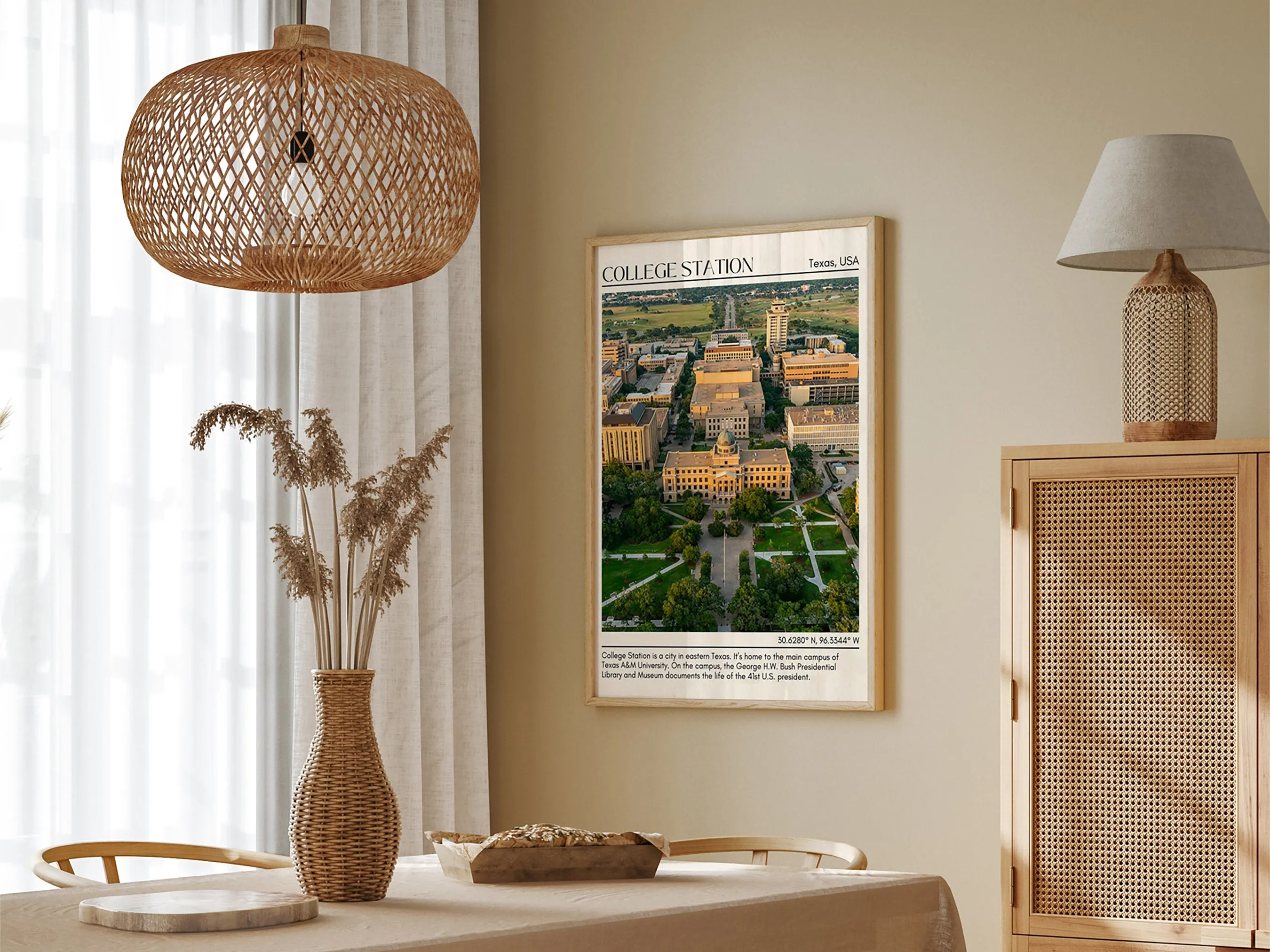 College Station Minimal Wall Art, Texas, USA