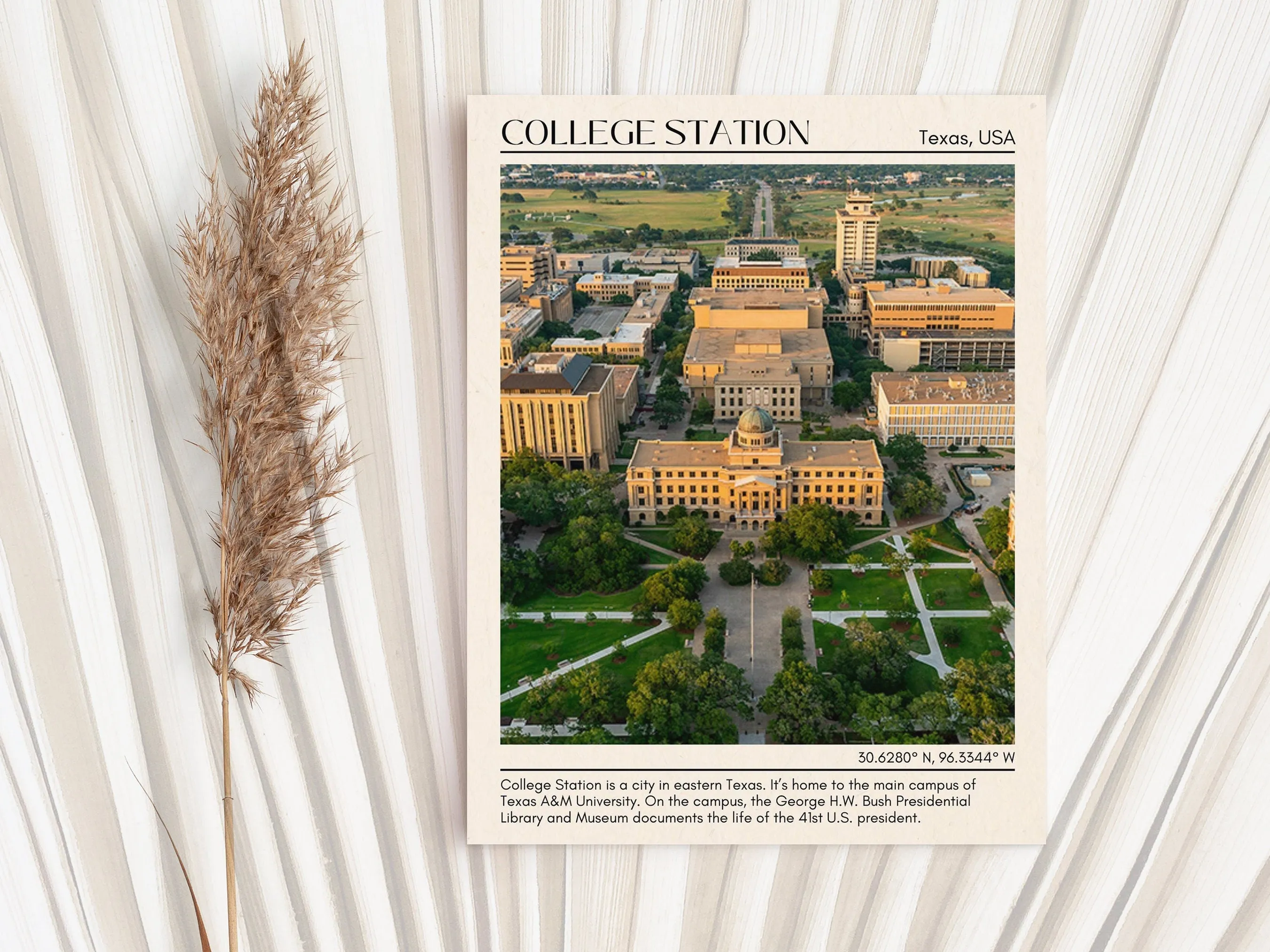 College Station Minimal Wall Art, Texas, USA