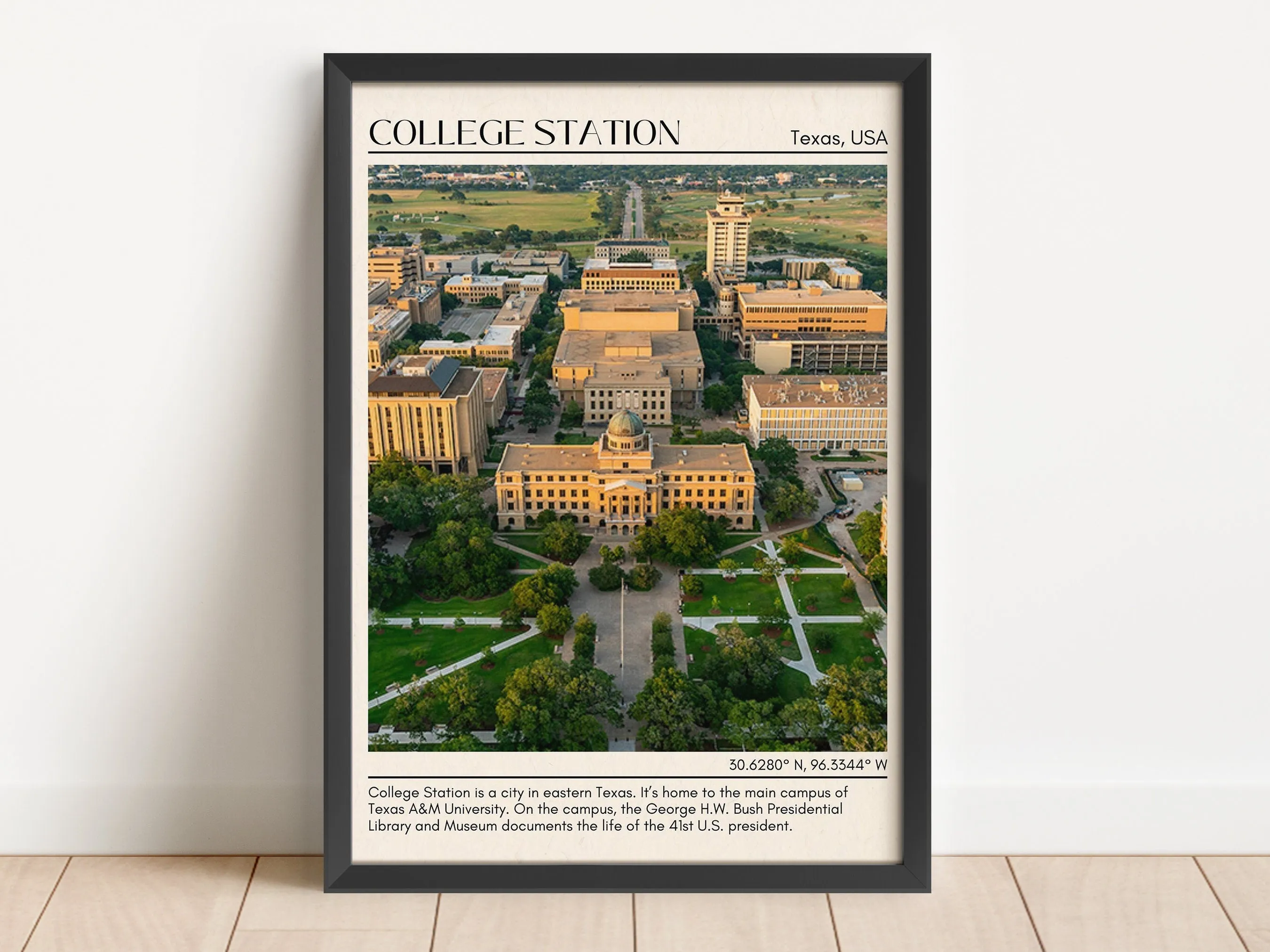 College Station Minimal Wall Art, Texas, USA