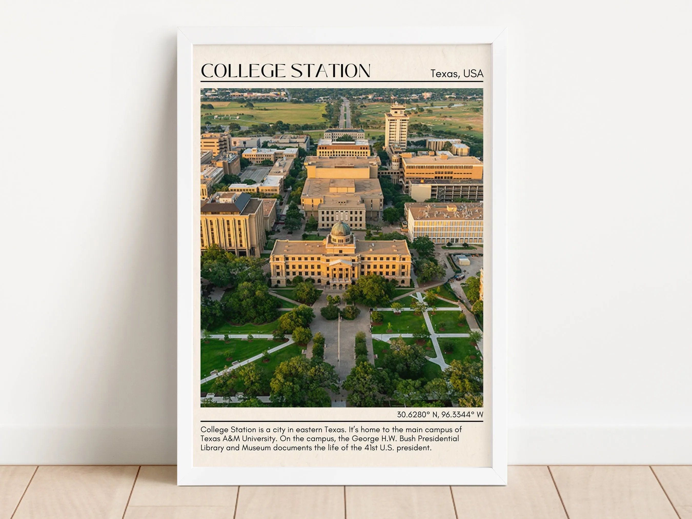 College Station Minimal Wall Art, Texas, USA