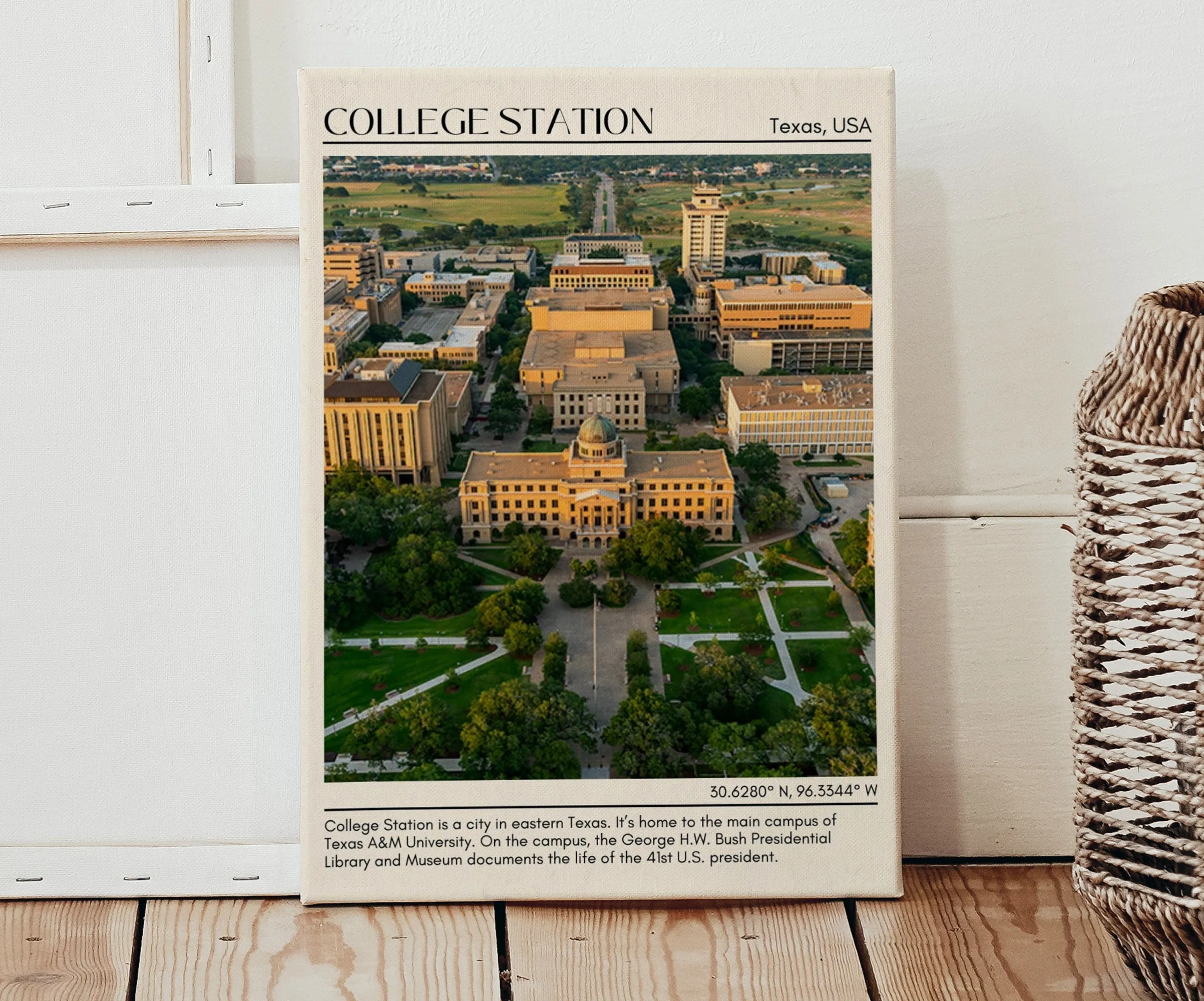 College Station Minimal Wall Art, Texas, USA