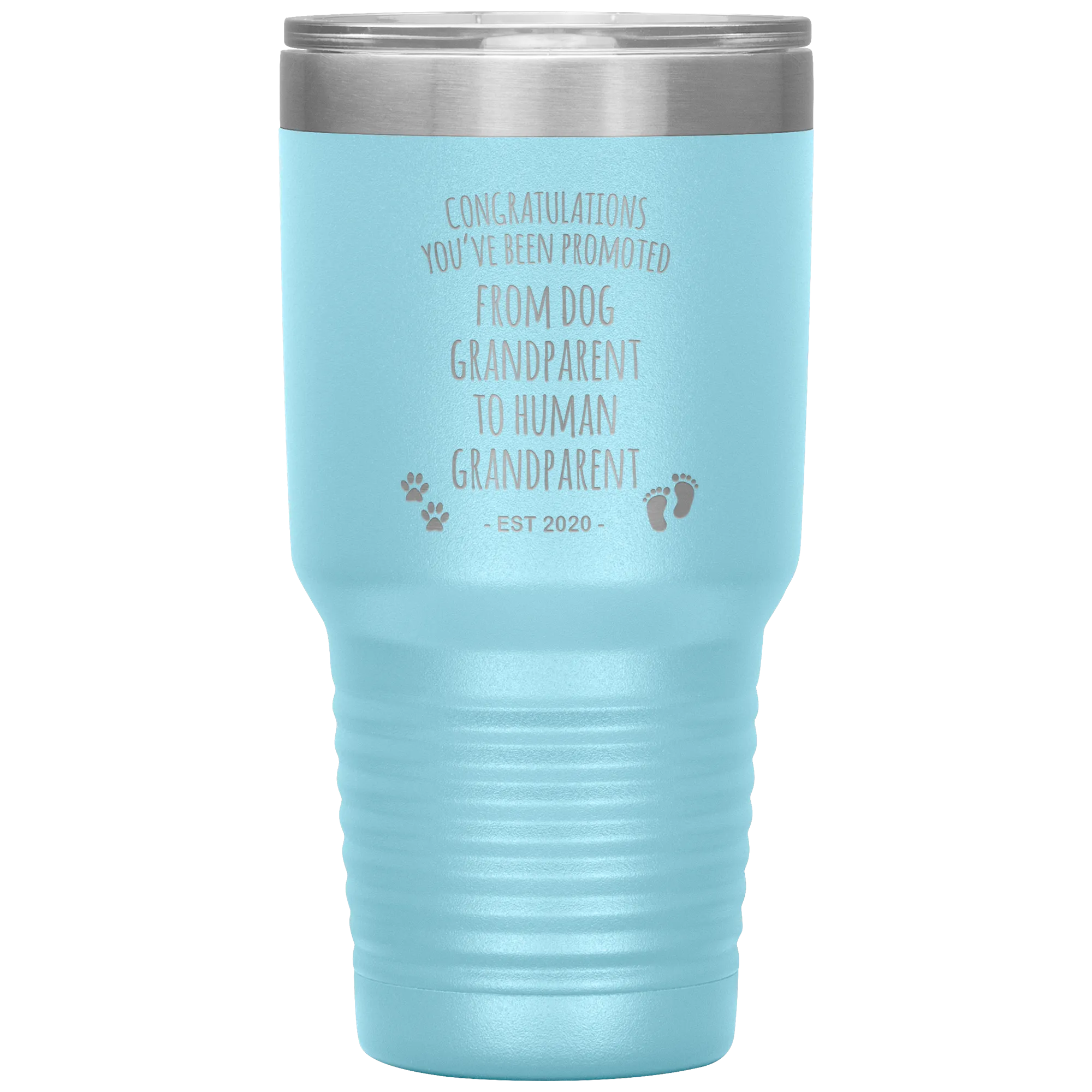 Dog Grandparent To Human Grandparent Est 2020 Pregnancy Reveal First Time Grandma Gift Promoted to Grandparent Tumbler Travel Coffee Cup BPA Free