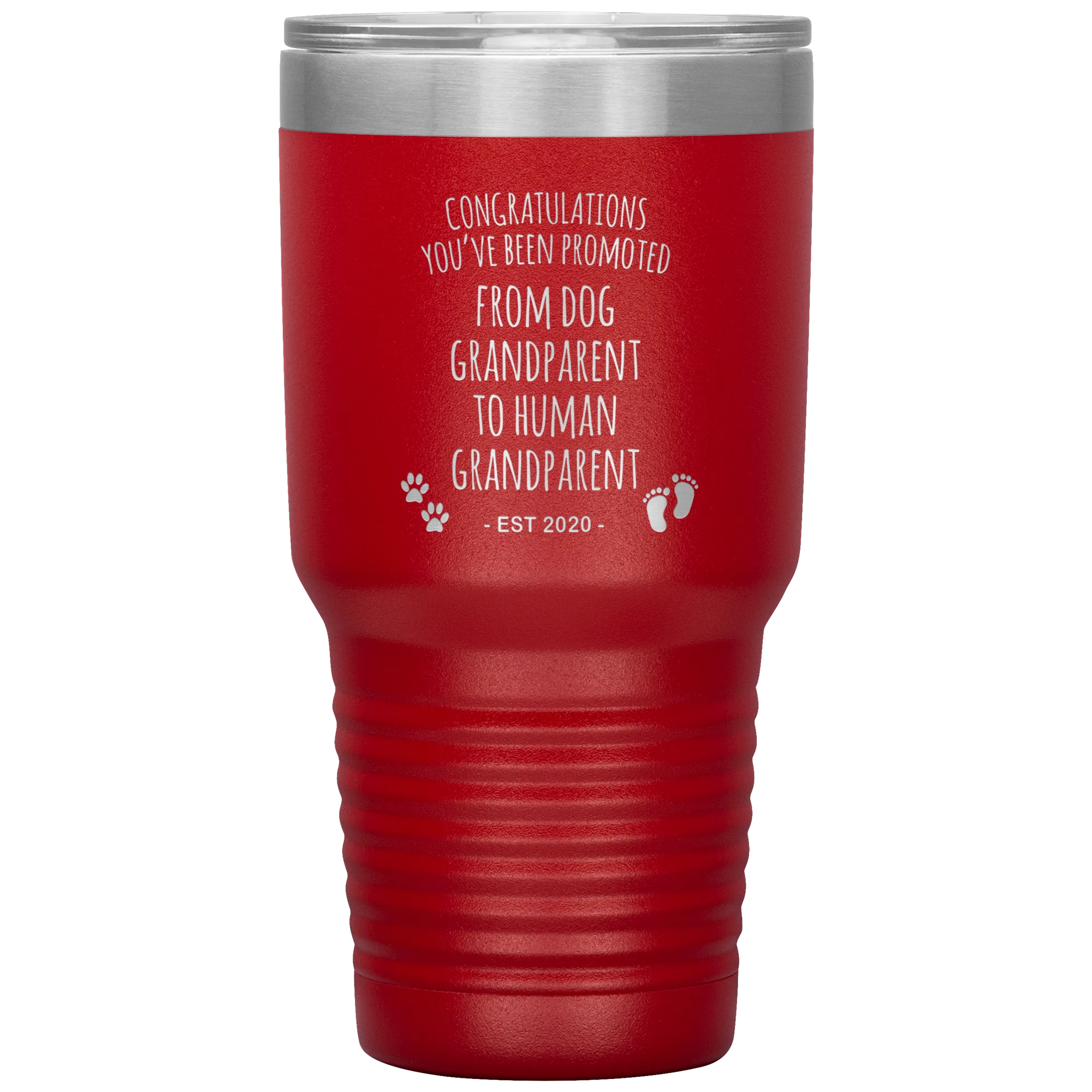 Dog Grandparent To Human Grandparent Est 2020 Pregnancy Reveal First Time Grandma Gift Promoted to Grandparent Tumbler Travel Coffee Cup BPA Free