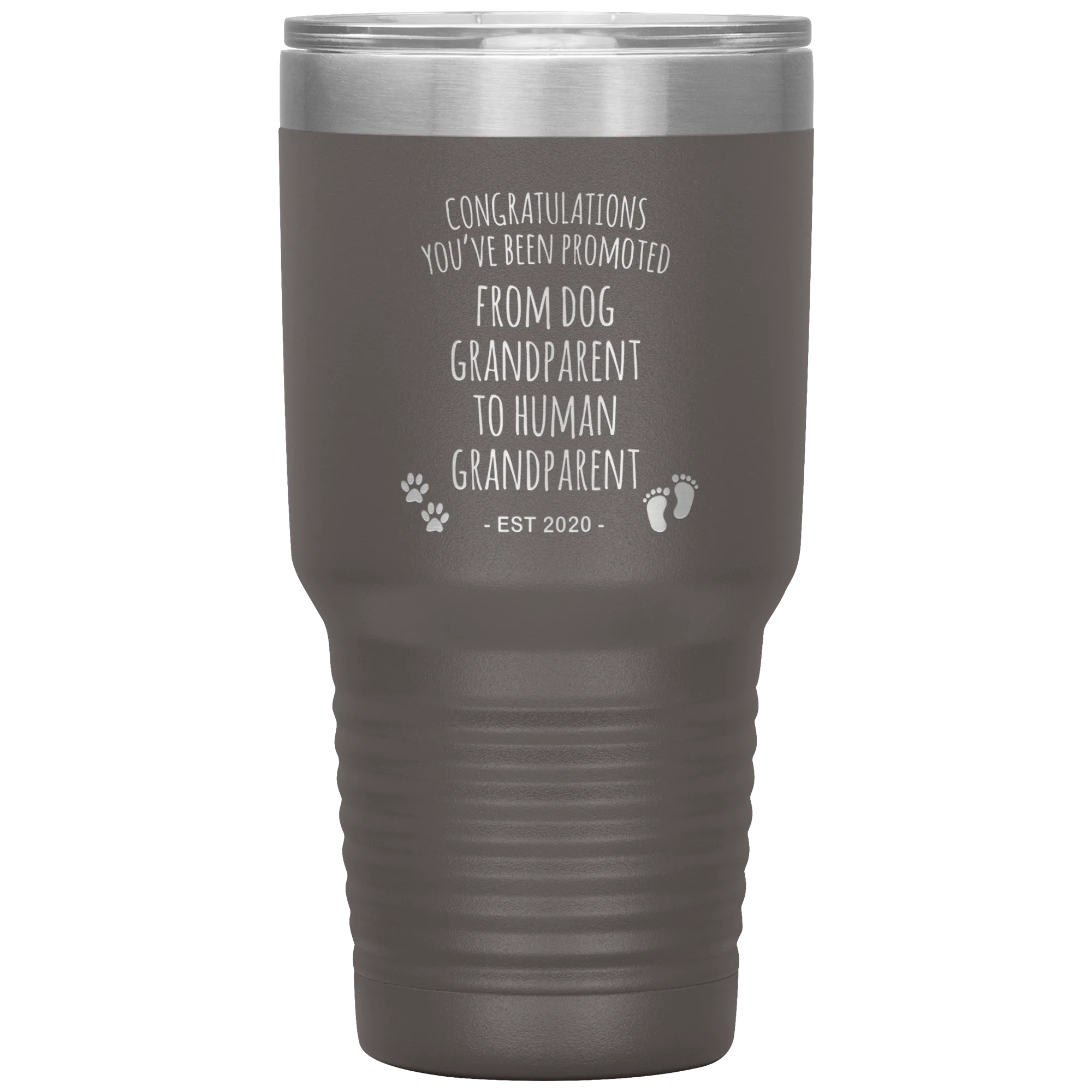 Dog Grandparent To Human Grandparent Est 2020 Pregnancy Reveal First Time Grandma Gift Promoted to Grandparent Tumbler Travel Coffee Cup BPA Free