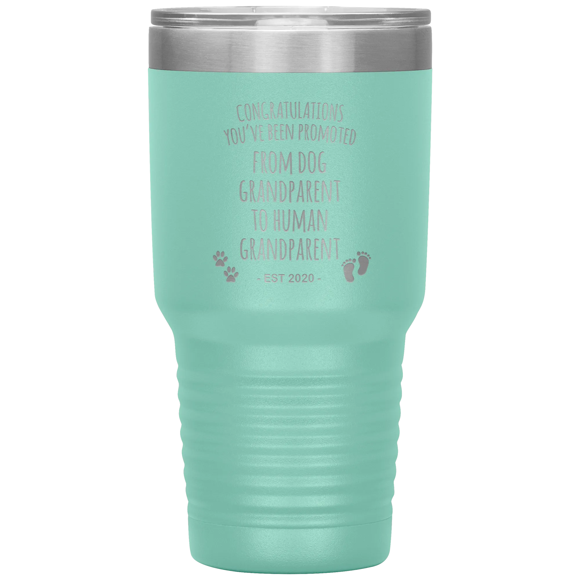 Dog Grandparent To Human Grandparent Est 2020 Pregnancy Reveal First Time Grandma Gift Promoted to Grandparent Tumbler Travel Coffee Cup BPA Free