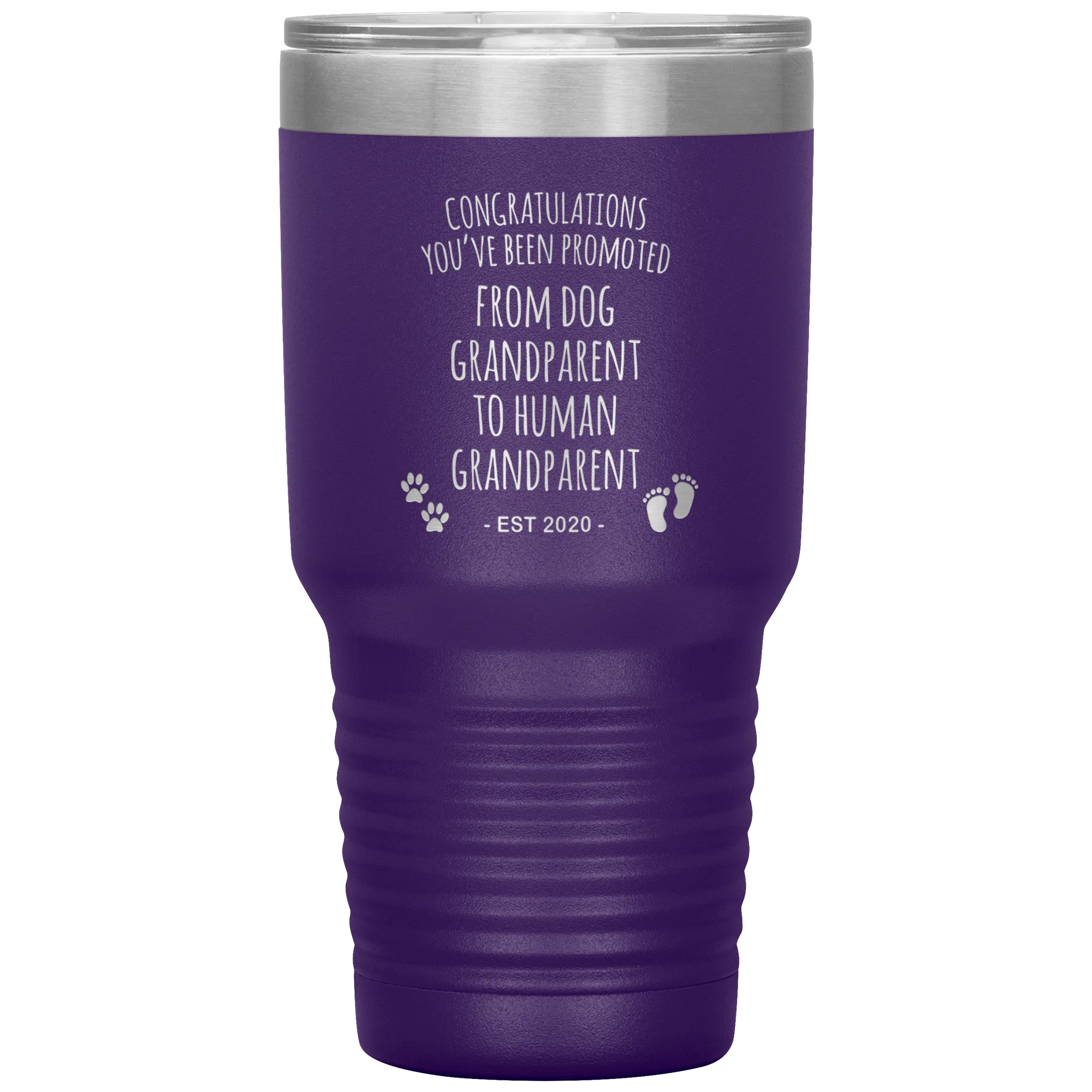 Dog Grandparent To Human Grandparent Est 2020 Pregnancy Reveal First Time Grandma Gift Promoted to Grandparent Tumbler Travel Coffee Cup BPA Free
