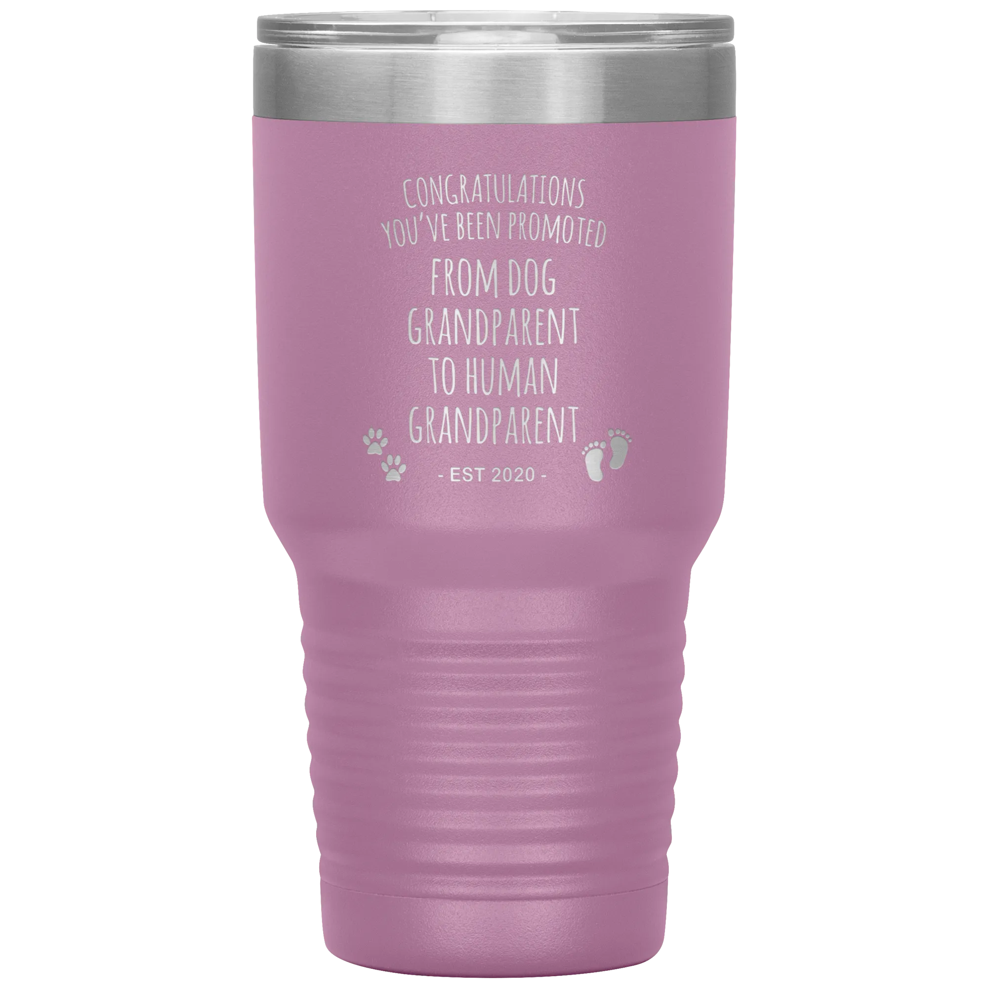 Dog Grandparent To Human Grandparent Est 2020 Pregnancy Reveal First Time Grandma Gift Promoted to Grandparent Tumbler Travel Coffee Cup BPA Free