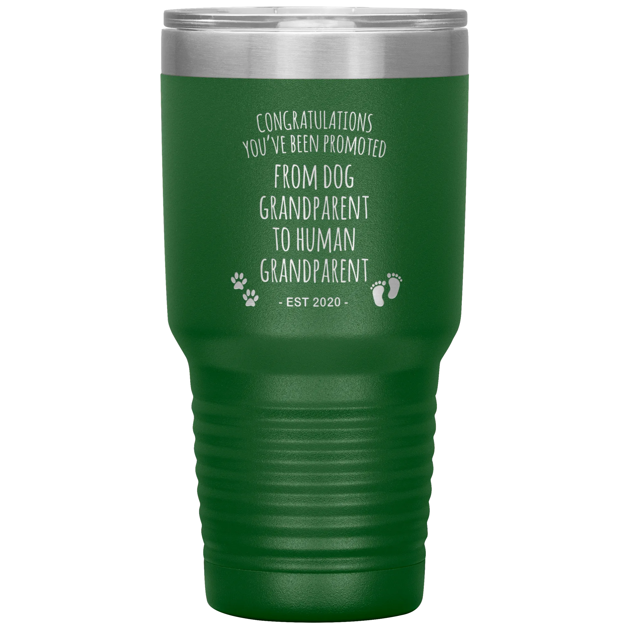 Dog Grandparent To Human Grandparent Est 2020 Pregnancy Reveal First Time Grandma Gift Promoted to Grandparent Tumbler Travel Coffee Cup BPA Free