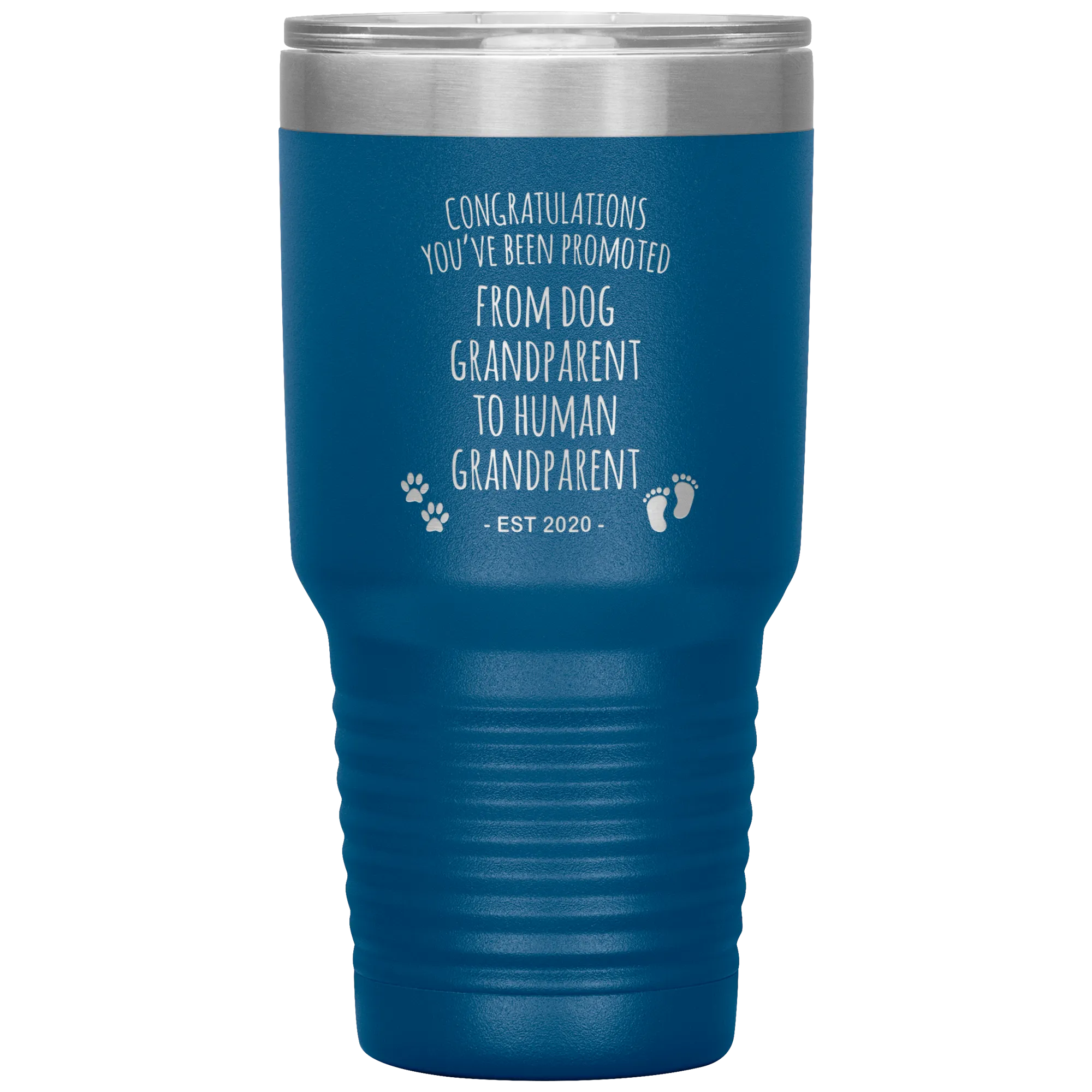 Dog Grandparent To Human Grandparent Est 2020 Pregnancy Reveal First Time Grandma Gift Promoted to Grandparent Tumbler Travel Coffee Cup BPA Free