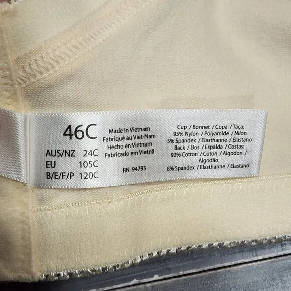 Dominique Marcelle Comfort Bra 46C Everyday Wirefree Champagne  5360