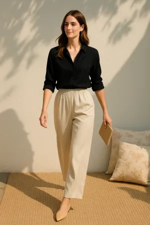 Essential ESMARA Comfort Wide-Leg Trousers – Cream