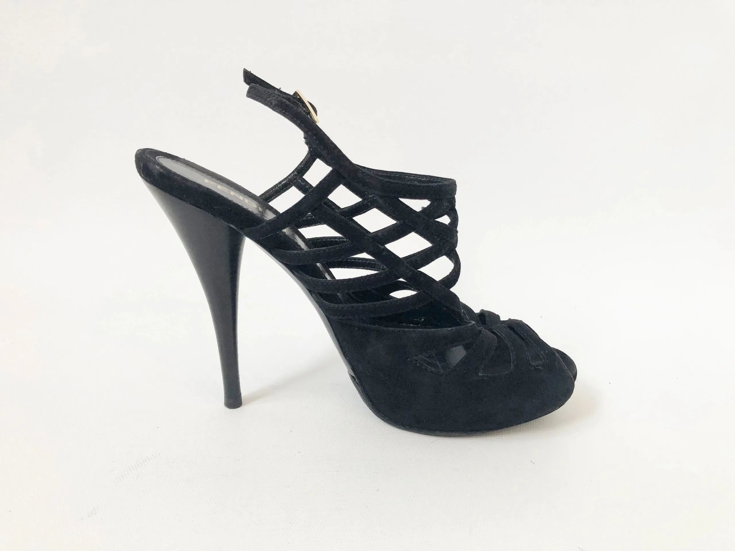 Fendi Suede Cage Sandal Size 37 It