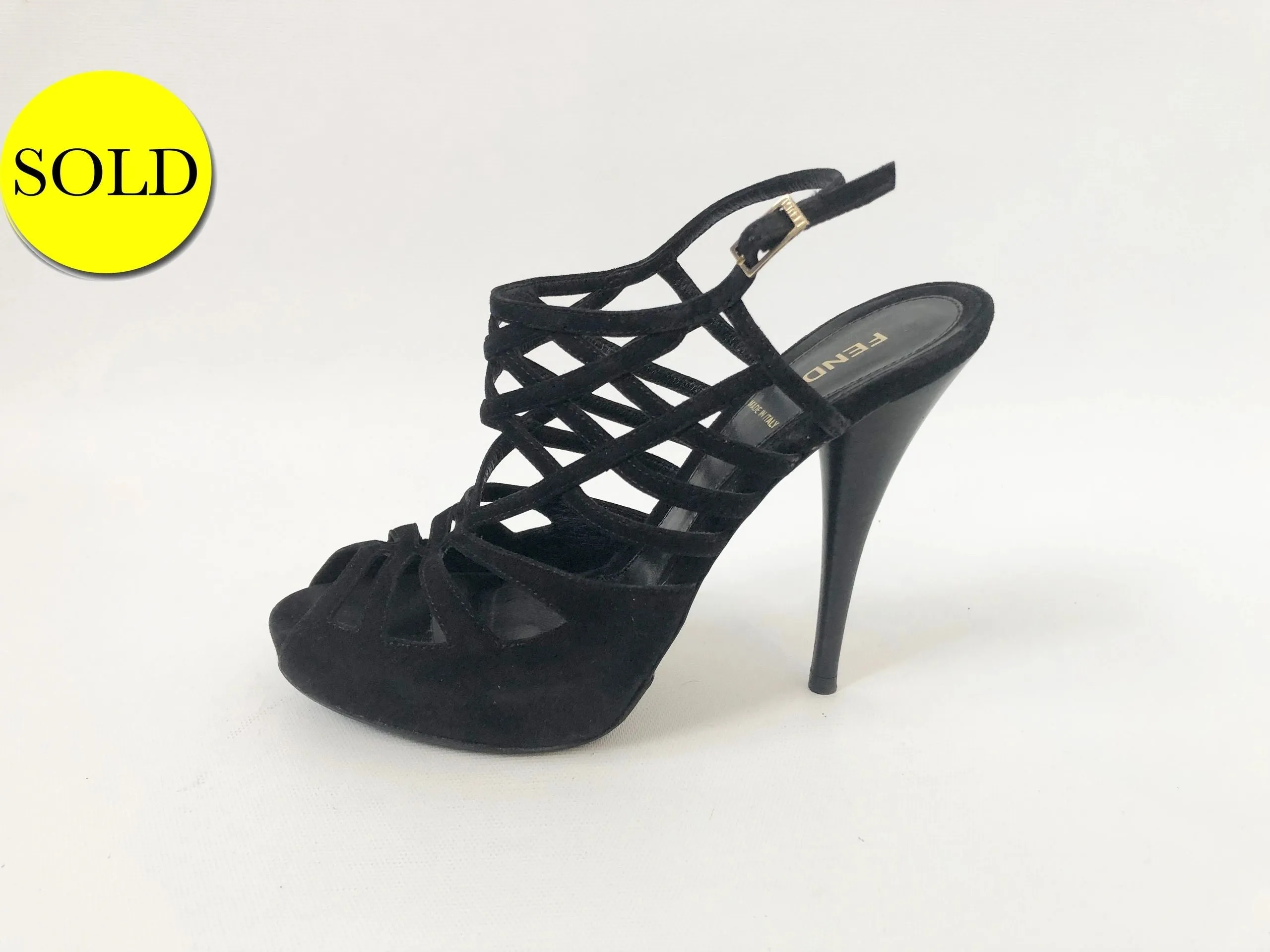 Fendi Suede Cage Sandal Size 37 It