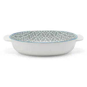 FLORAL MM SERVING DISH WITH HANDLE (GREY FLORAL)